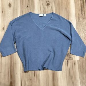 Cyrus Blue Waffle Knit Dolman 1/2 Sleeve Sweater Women’s Large